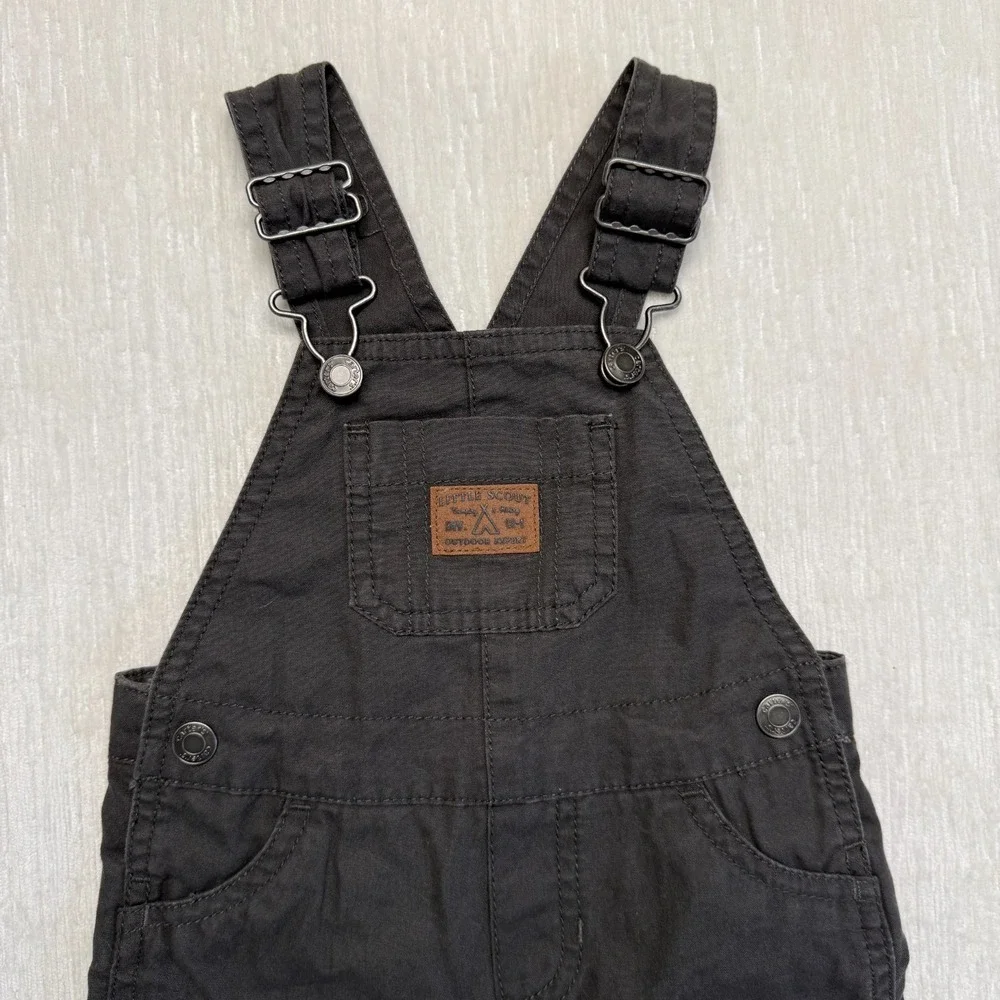 Carter's Little Scout Overalls Bib Baby Boys 9 Months Gray Cotton Outdoor Expert